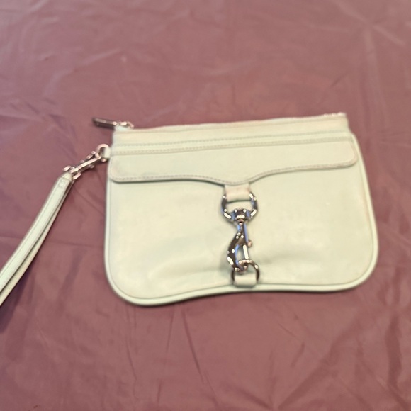 Rebecca Minkoff Skinny MAC wristlet Mint Green w/ Silver hardware MSRP $125 - Picture 3 of 8